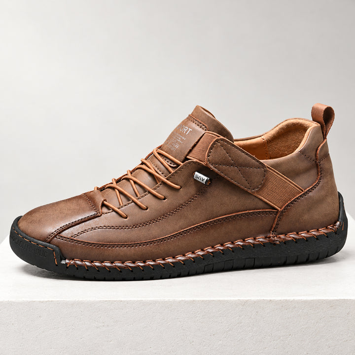 Wexford Hand-Stitched Leather Sneaker — Brown