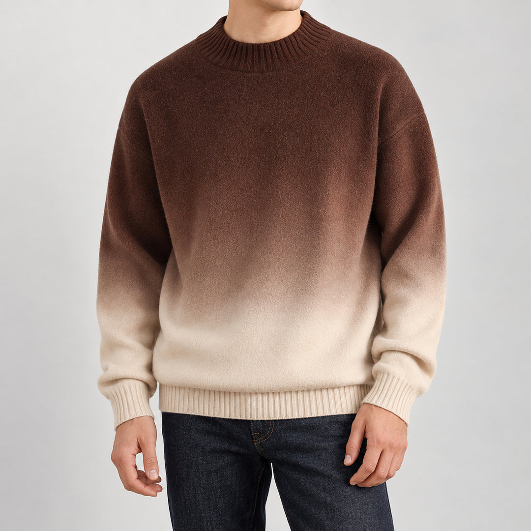 Ombré Knit Crewneck — Brown