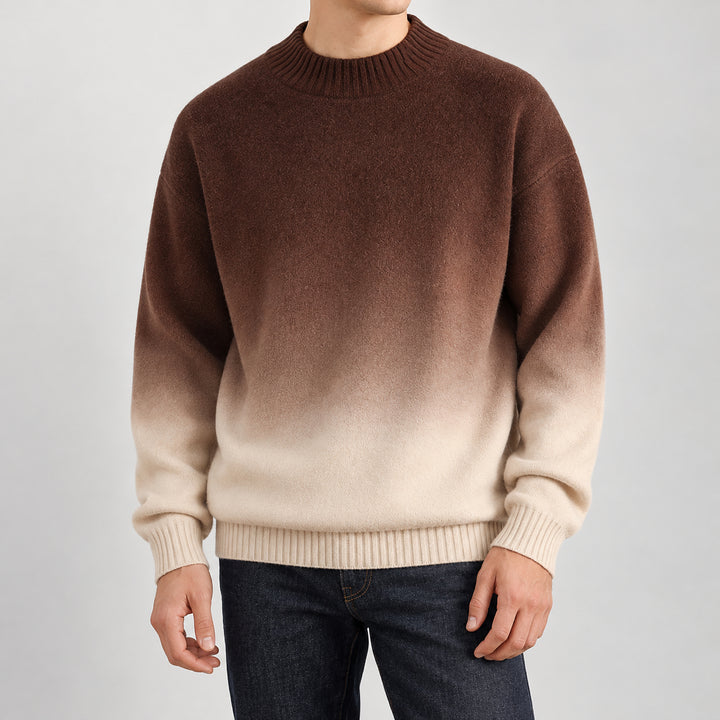 Ombré Knit Crewneck — Brown