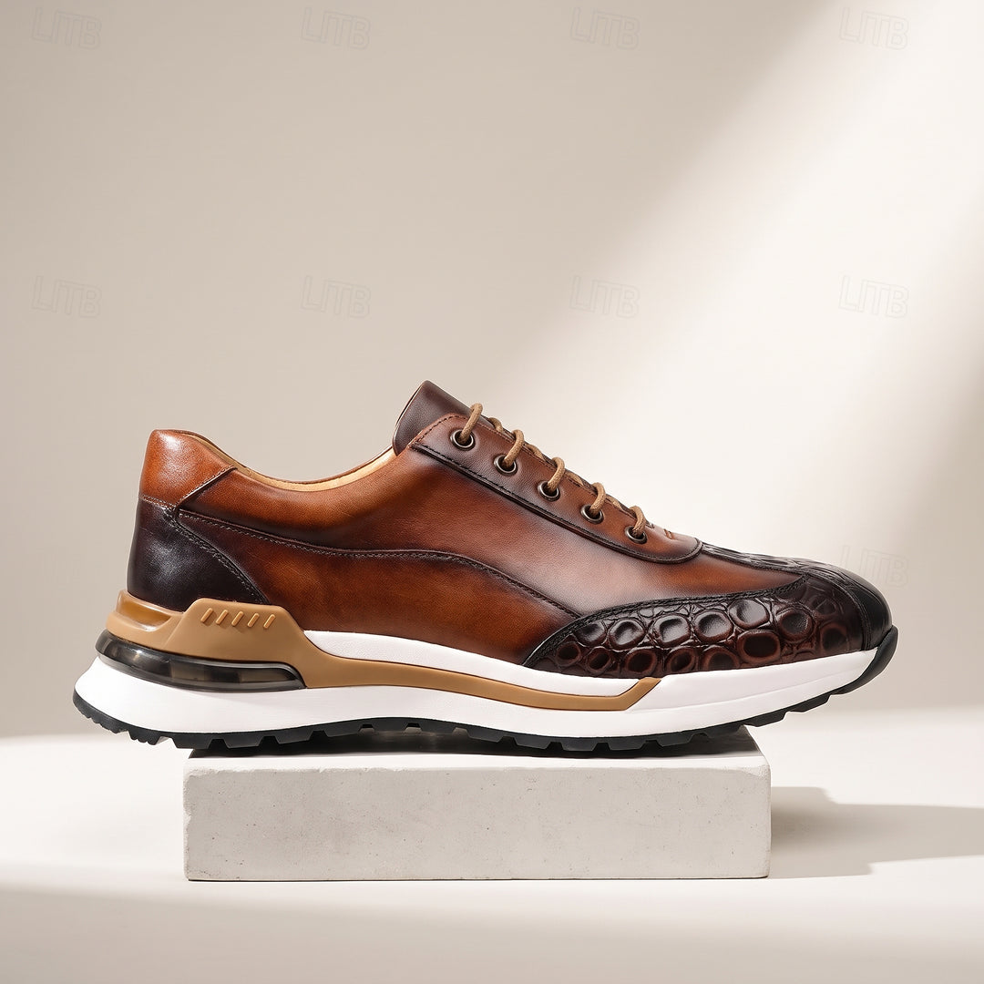 Bremont Patina Leather Sneaker — Brown