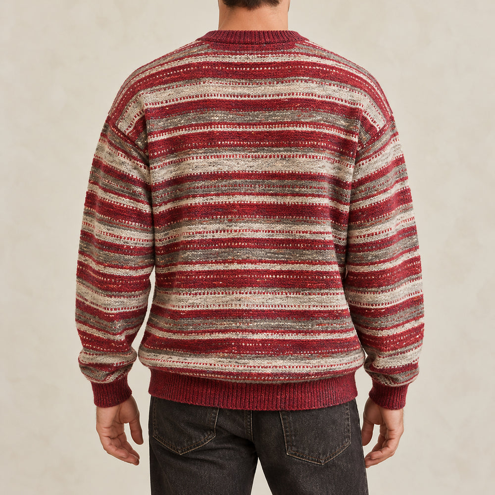 Birchwood Vintage Stripe Sweater — Burgundy