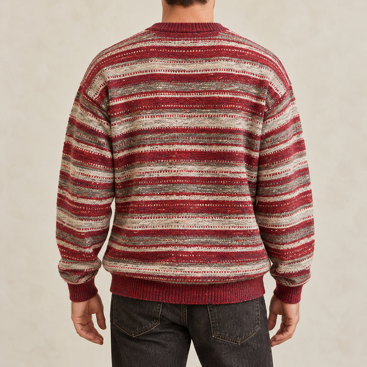 Birchwood Vintage Stripe Sweater — Burgundy