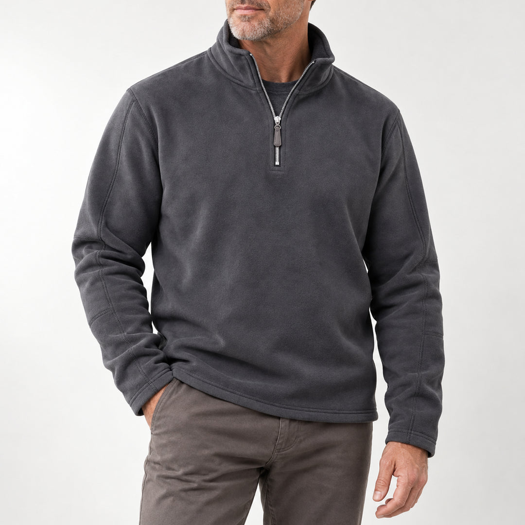 Velour Fleece Quarter-Zip — Charcoal