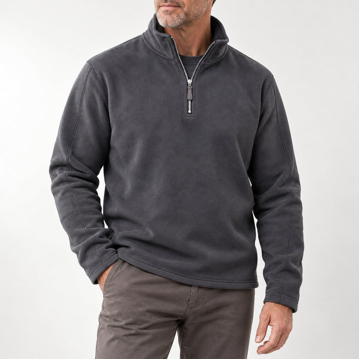 Velour Fleece Quarter-Zip — Charcoal