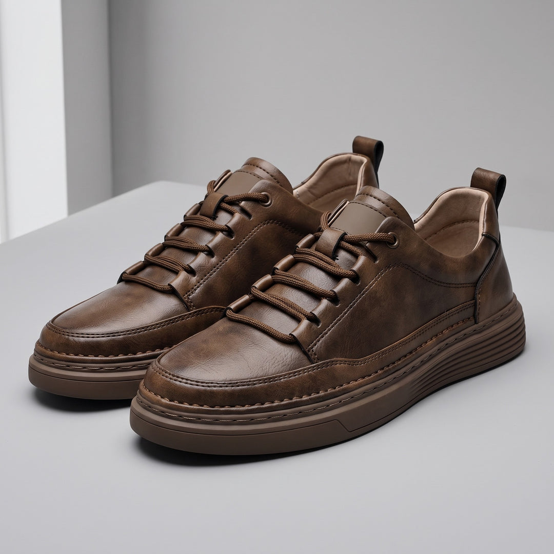 Belmont Minimalist Leather Sneaker — Chestnut