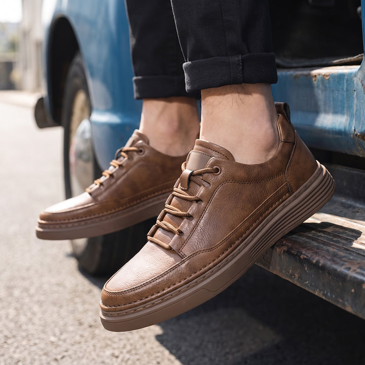 Belmont Minimalist Leather Sneaker — Chestnut