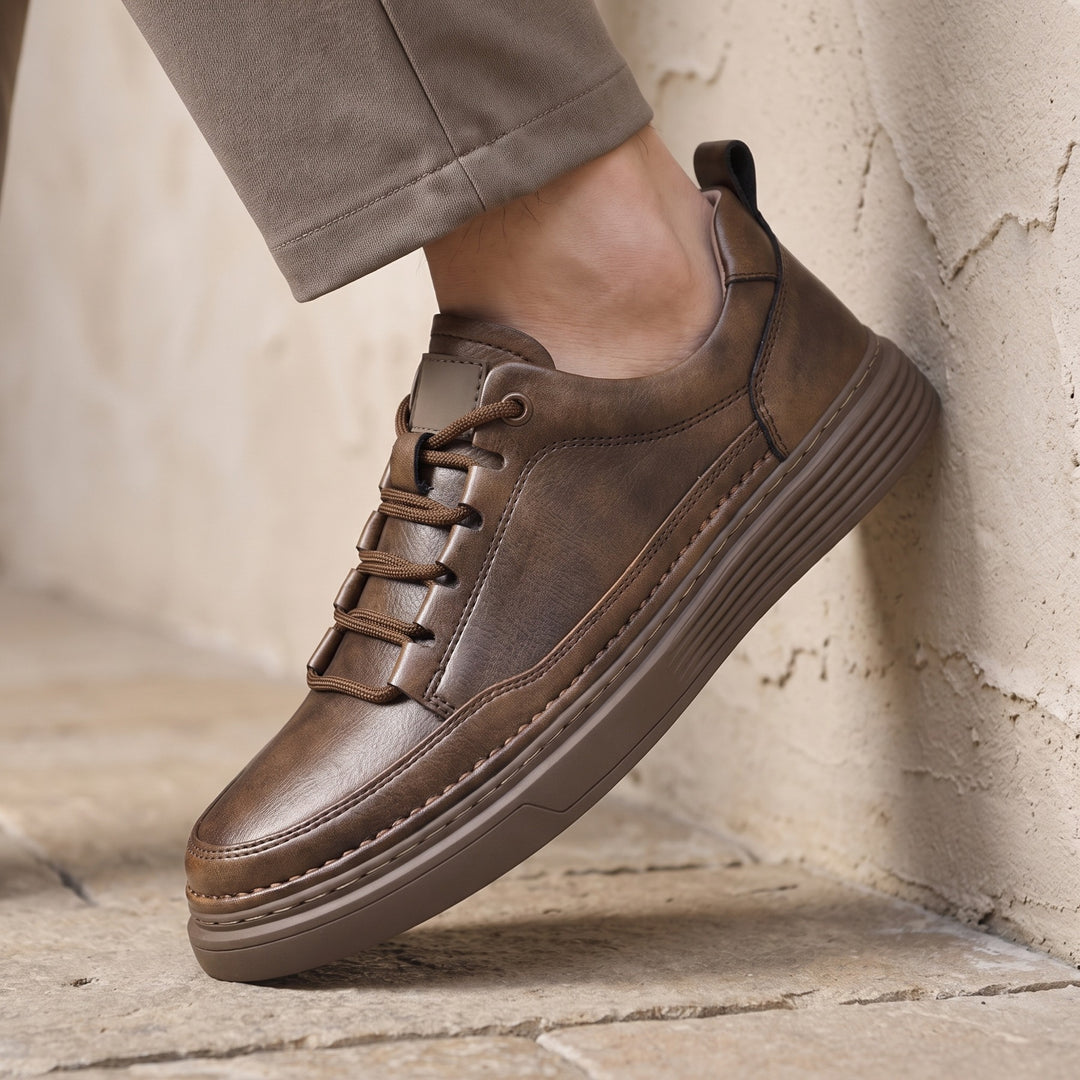 Belmont Minimalist Leather Sneaker — Chestnut
