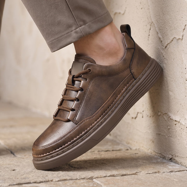 Belmont Minimalist Leather Sneaker — Chestnut