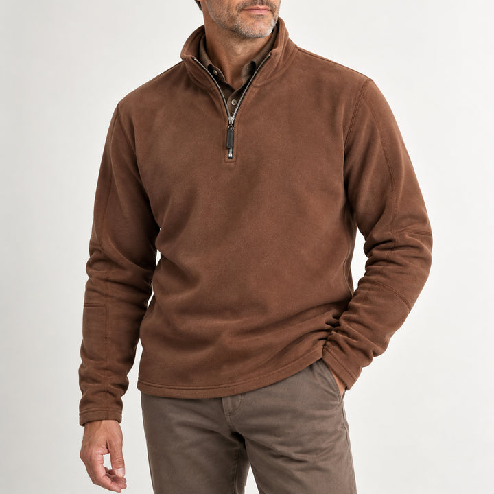 Velour Fleece Quarter-Zip — Chocolate Brown