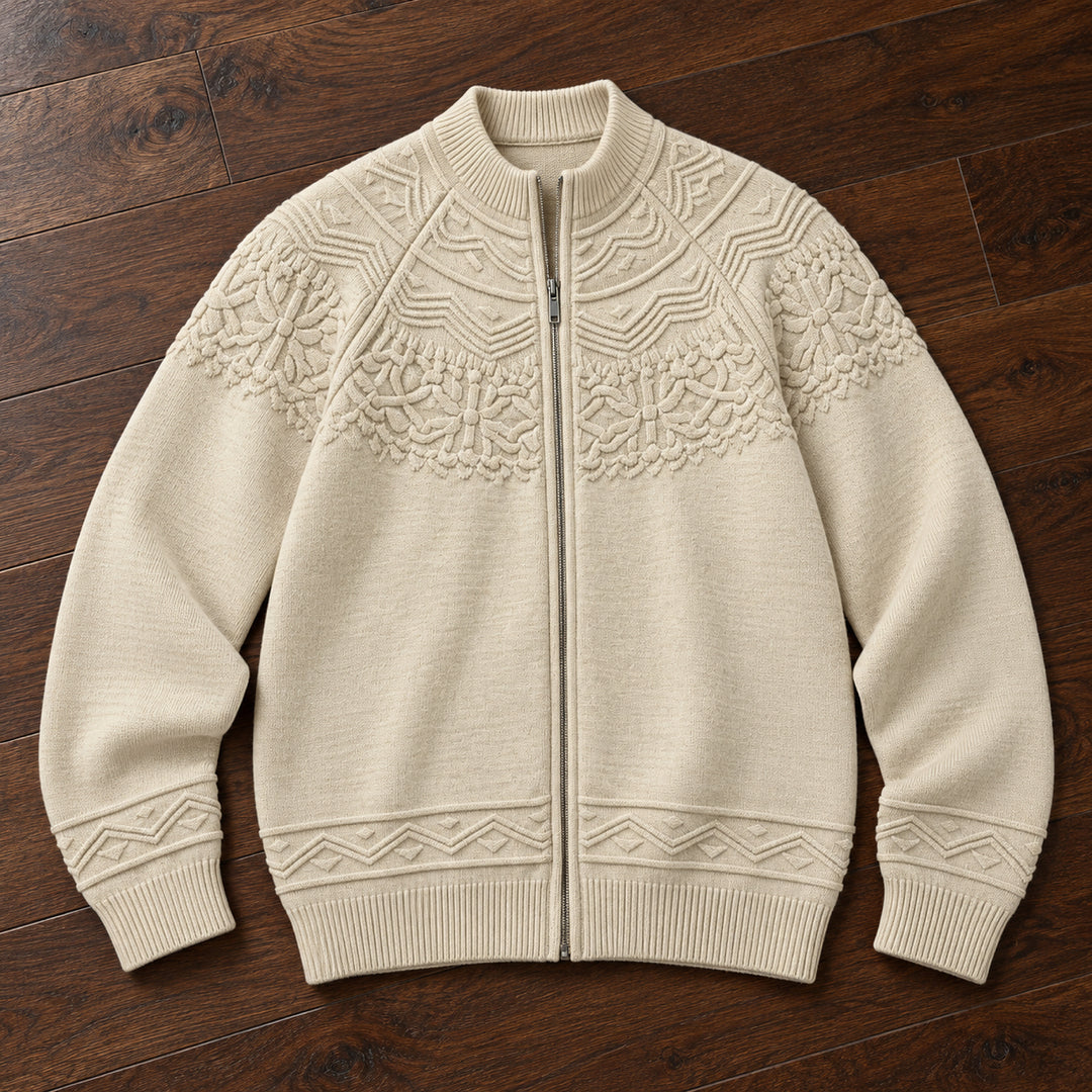Bergen Textured Knit Jacket — Cream