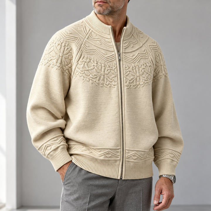 Bergen Textured Knit Jacket — Cream