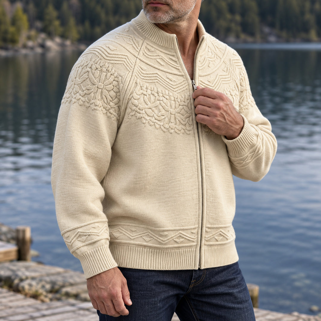 Bergen Textured Knit Jacket — Cream