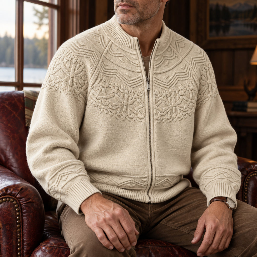 Bergen Textured Knit Jacket — Cream