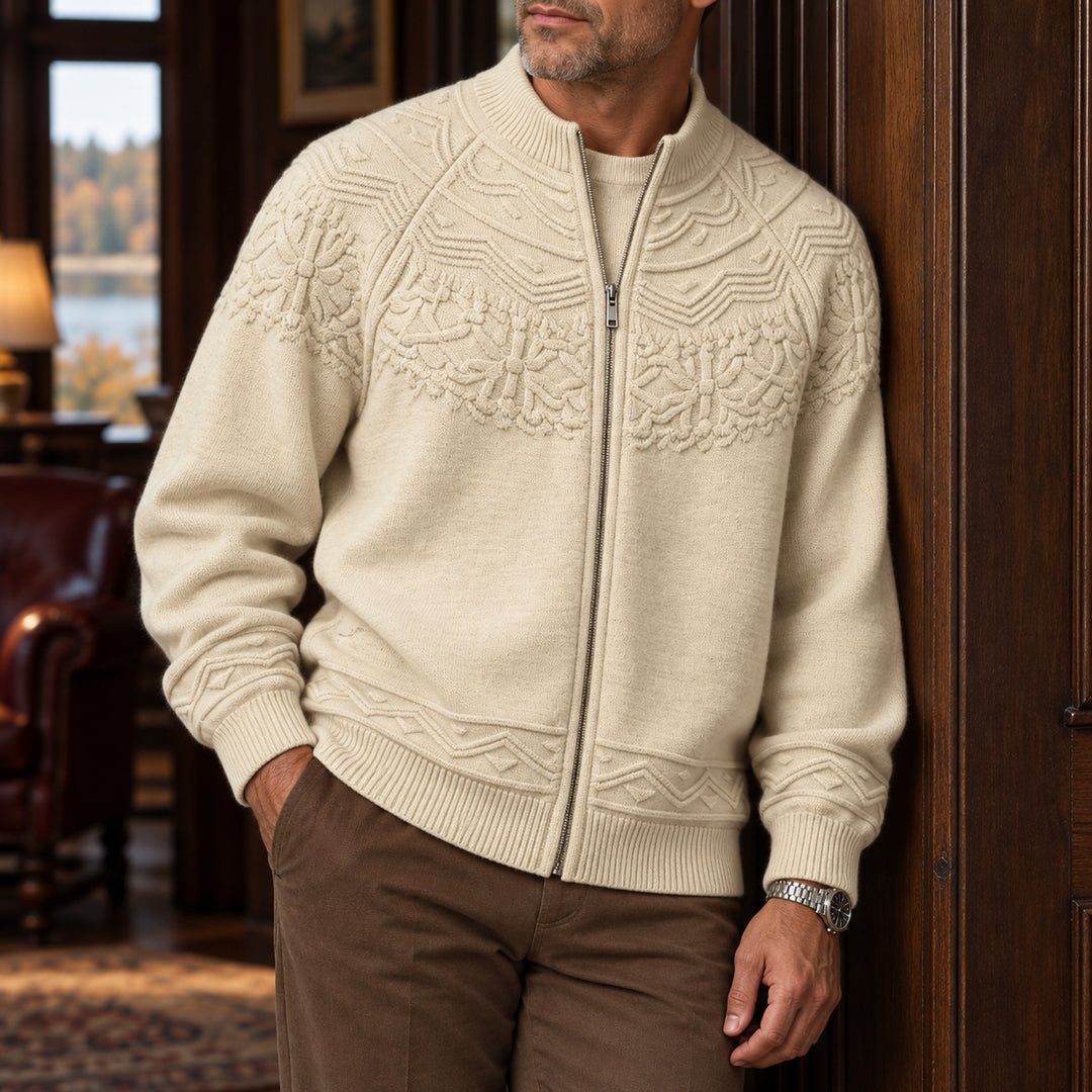 Bergen Textured Knit Jacket — Cream