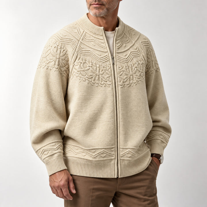 Bergen Textured Knit Jacket — Cream