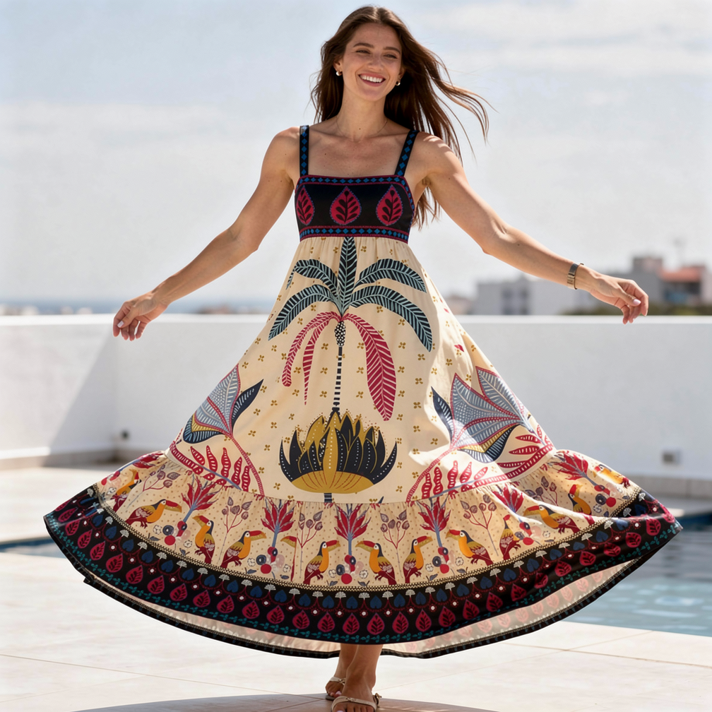 Tulum Folk Maxi Dress