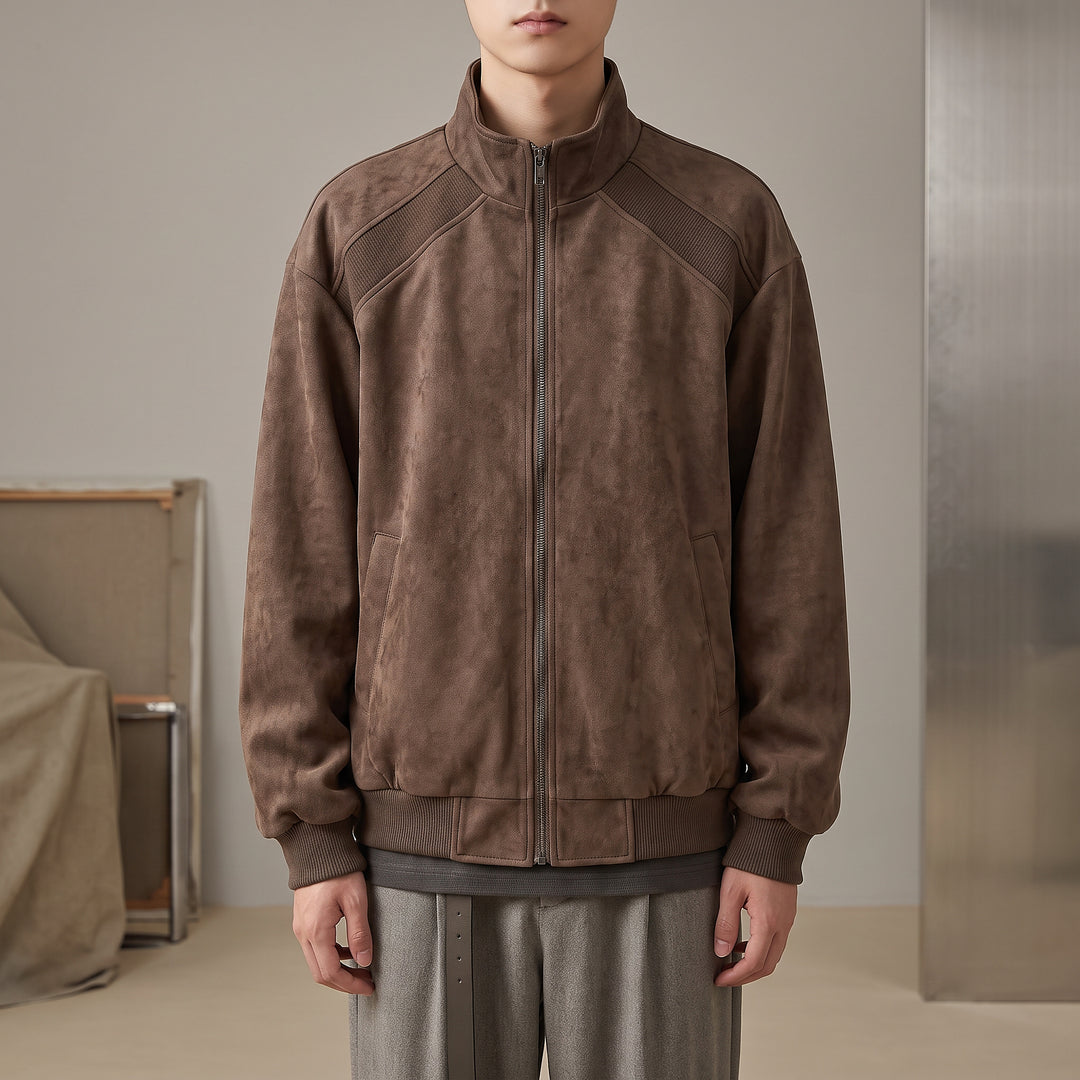Keaton Washed Suede Bomber — Espresso