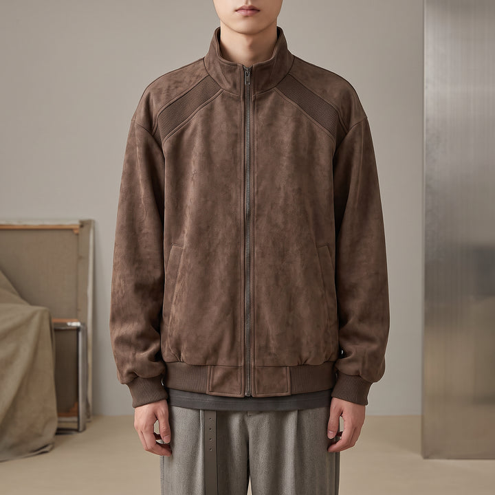 Keaton Washed Suede Bomber — Espresso