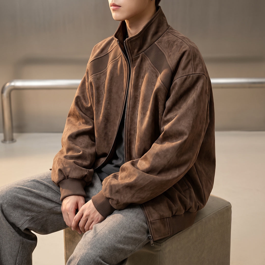 Keaton Washed Suede Bomber — Espresso