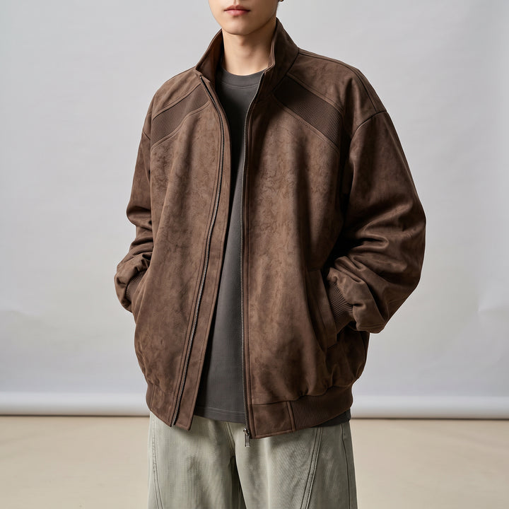 Keaton Washed Suede Bomber — Espresso