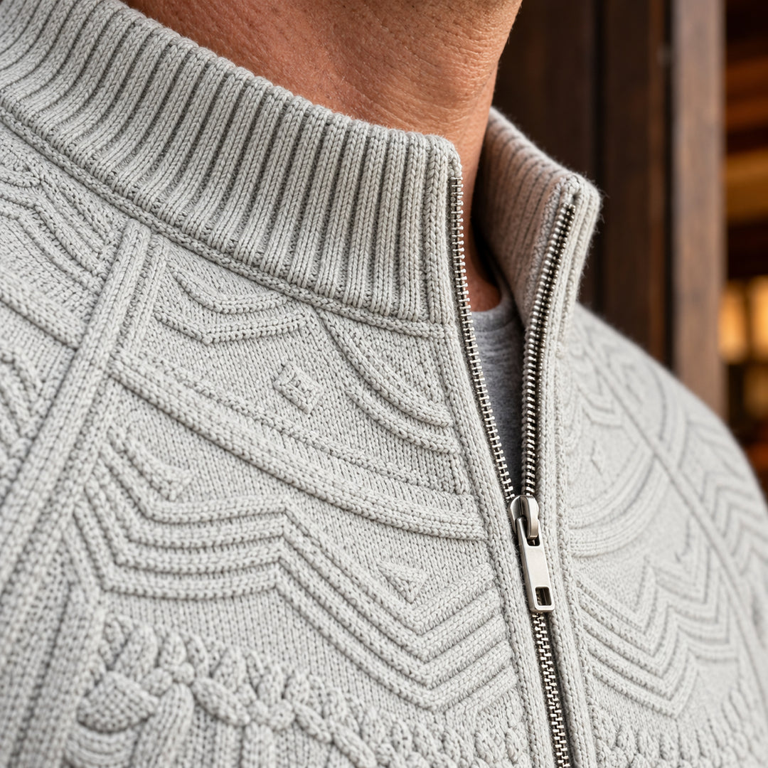 Bergen Textured Knit Jacket — Gray