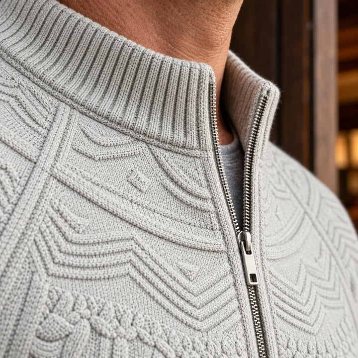Bergen Textured Knit Jacket — Gray