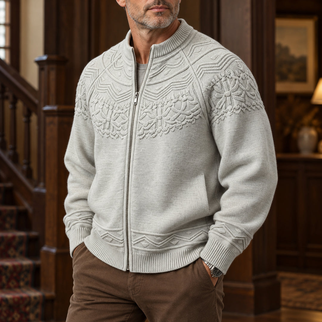 Bergen Textured Knit Jacket — Gray