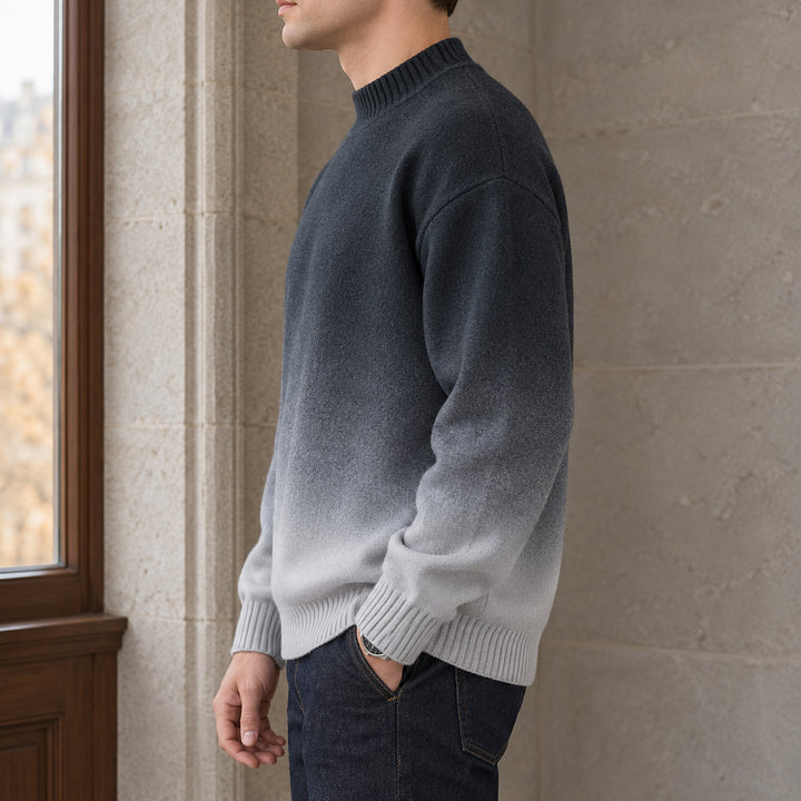 Ombré Knit Crewneck — Gray
