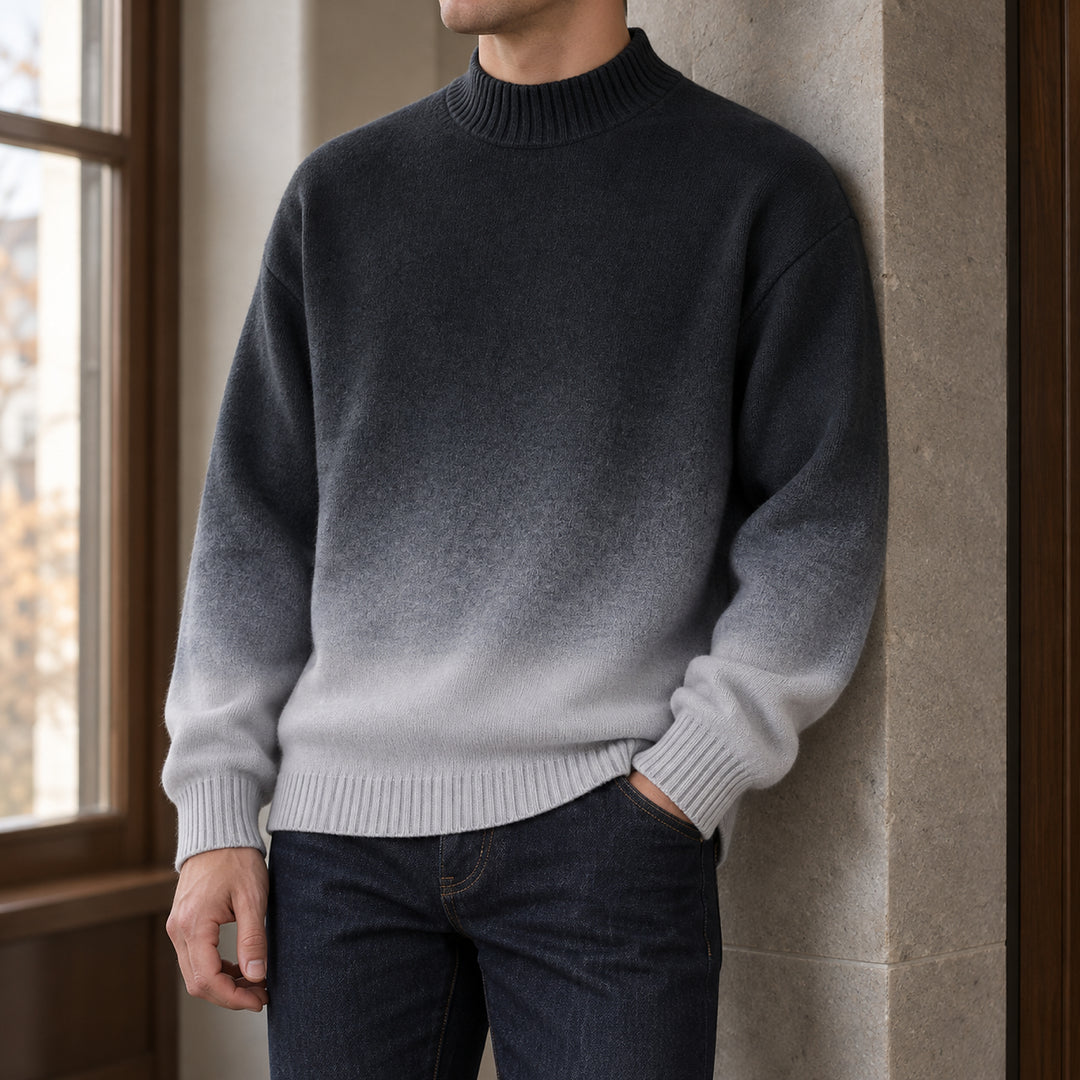 Ombré Knit Crewneck — Gray
