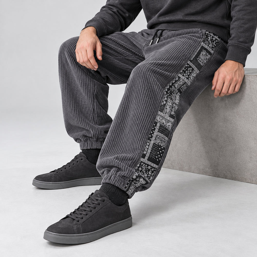 Bandera Paisley Corduroy Joggers — Gray