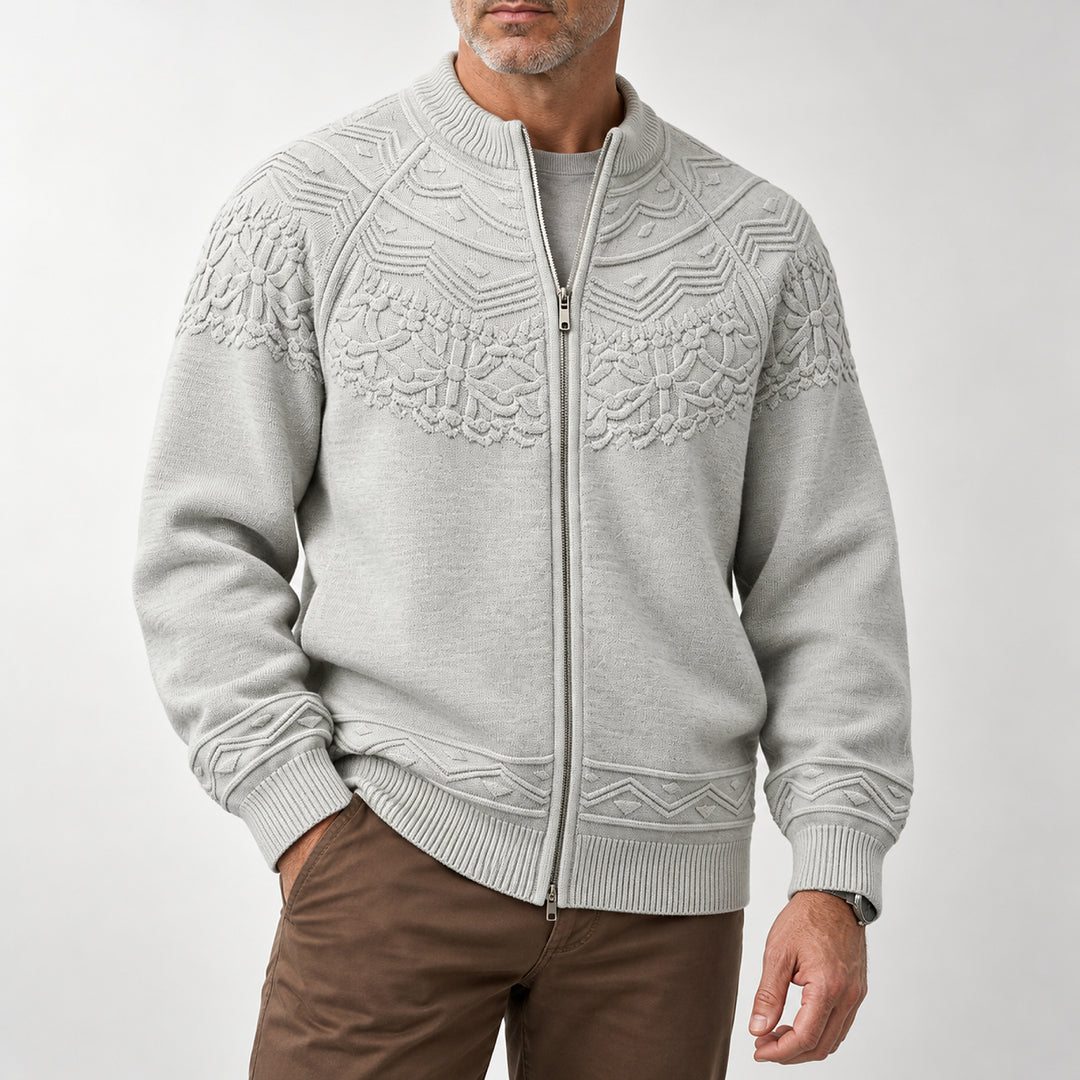 Bergen Textured Knit Jacket — Gray