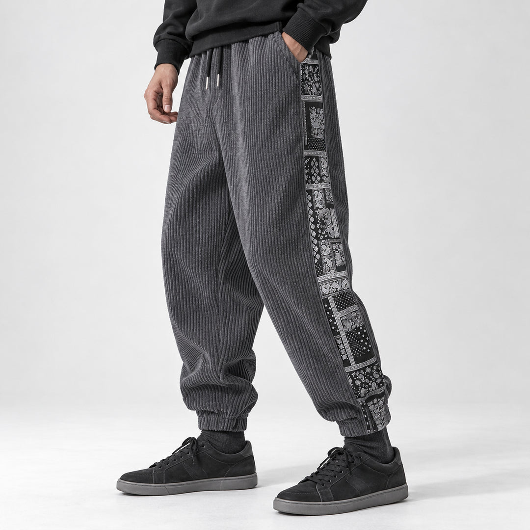 Bandera Paisley Corduroy Joggers — Gray