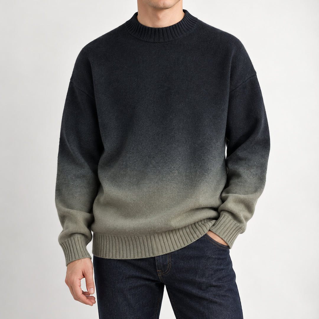 Ombré Knit Crewneck — Khaki