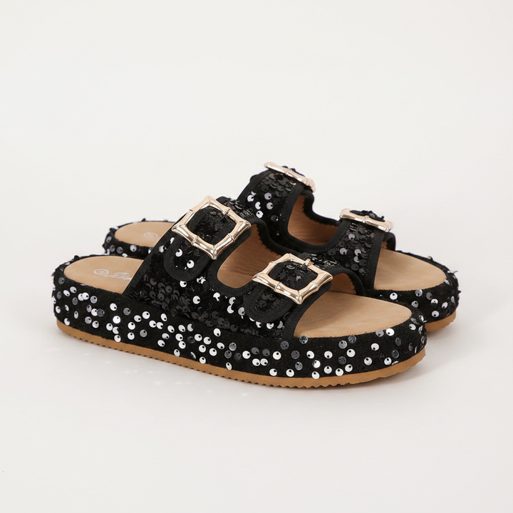 Fiorella Sequin Sandals