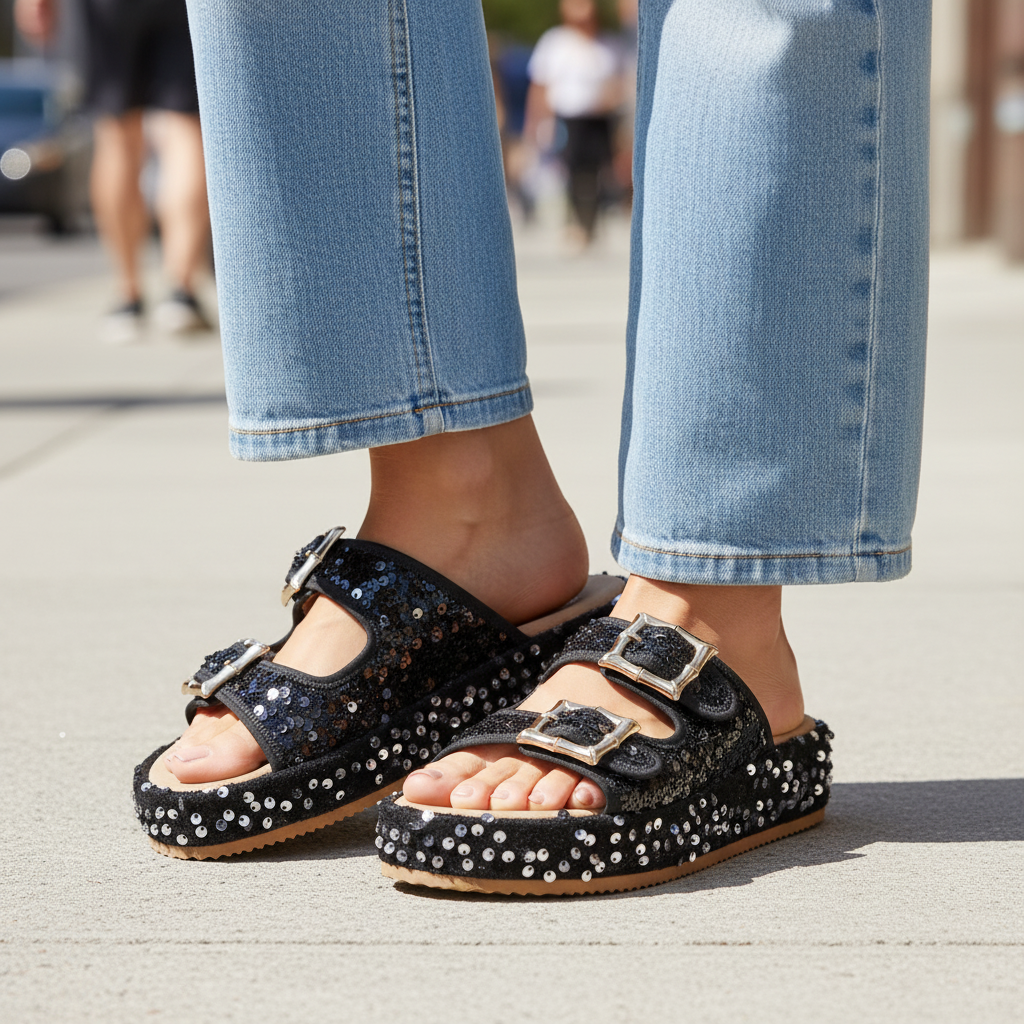 Fiorella Sequin Sandals