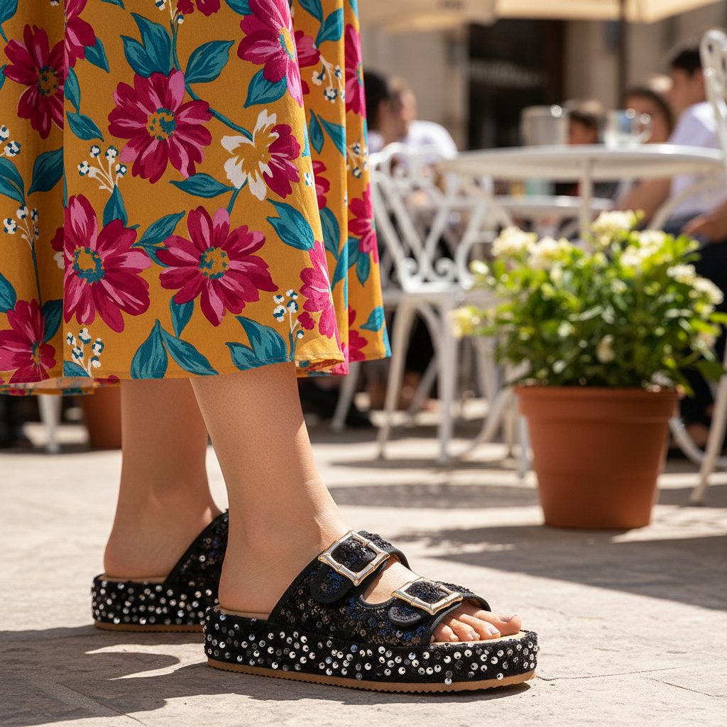 Fiorella Sequin Sandals