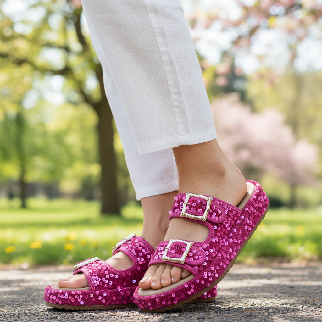 Fiorella Sequin Sandals