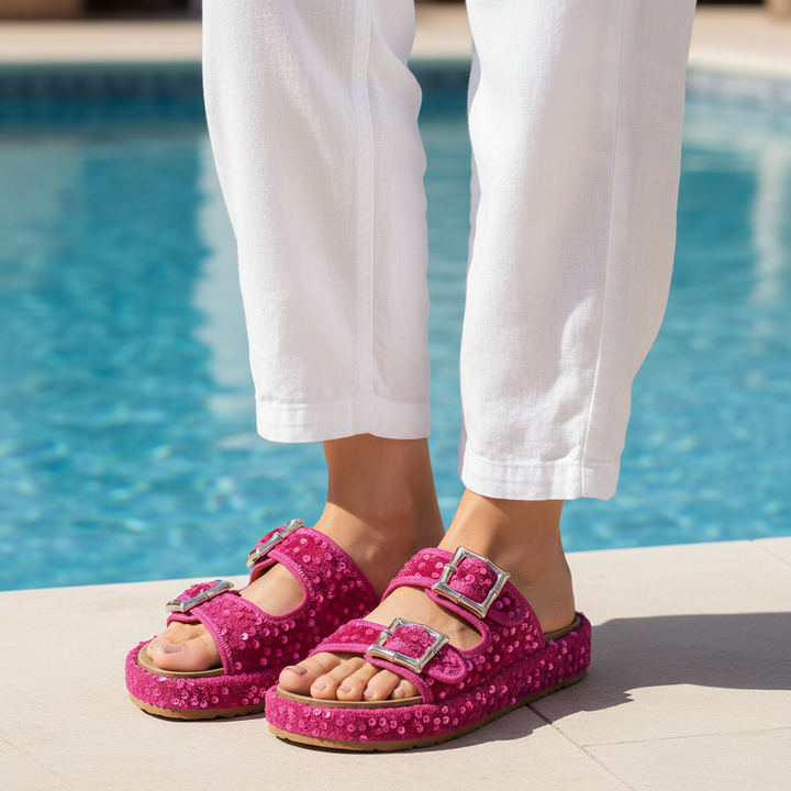Fiorella Sequin Sandals