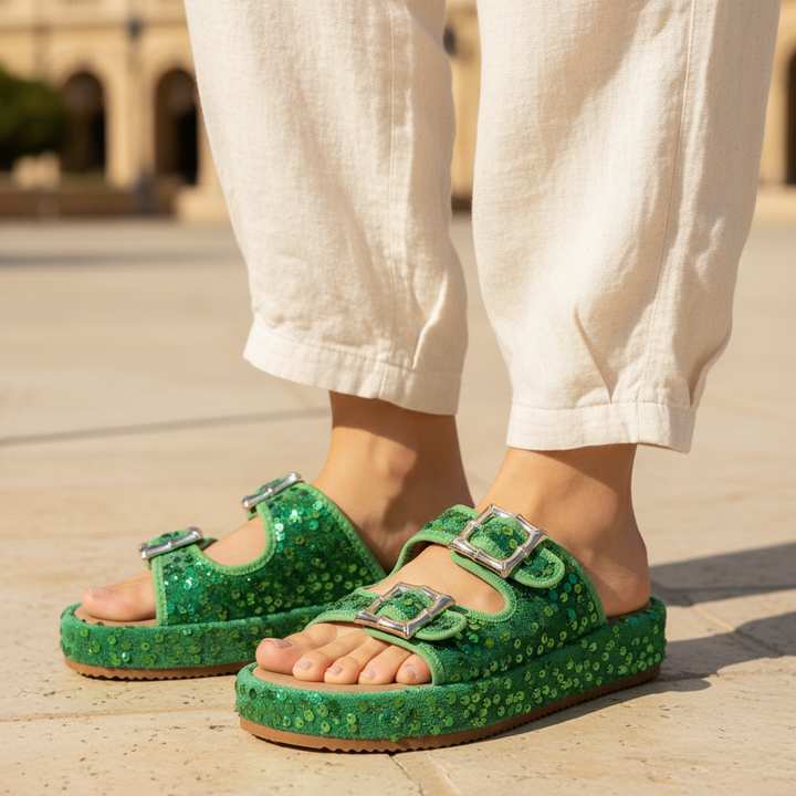 Fiorella Sequin Sandals