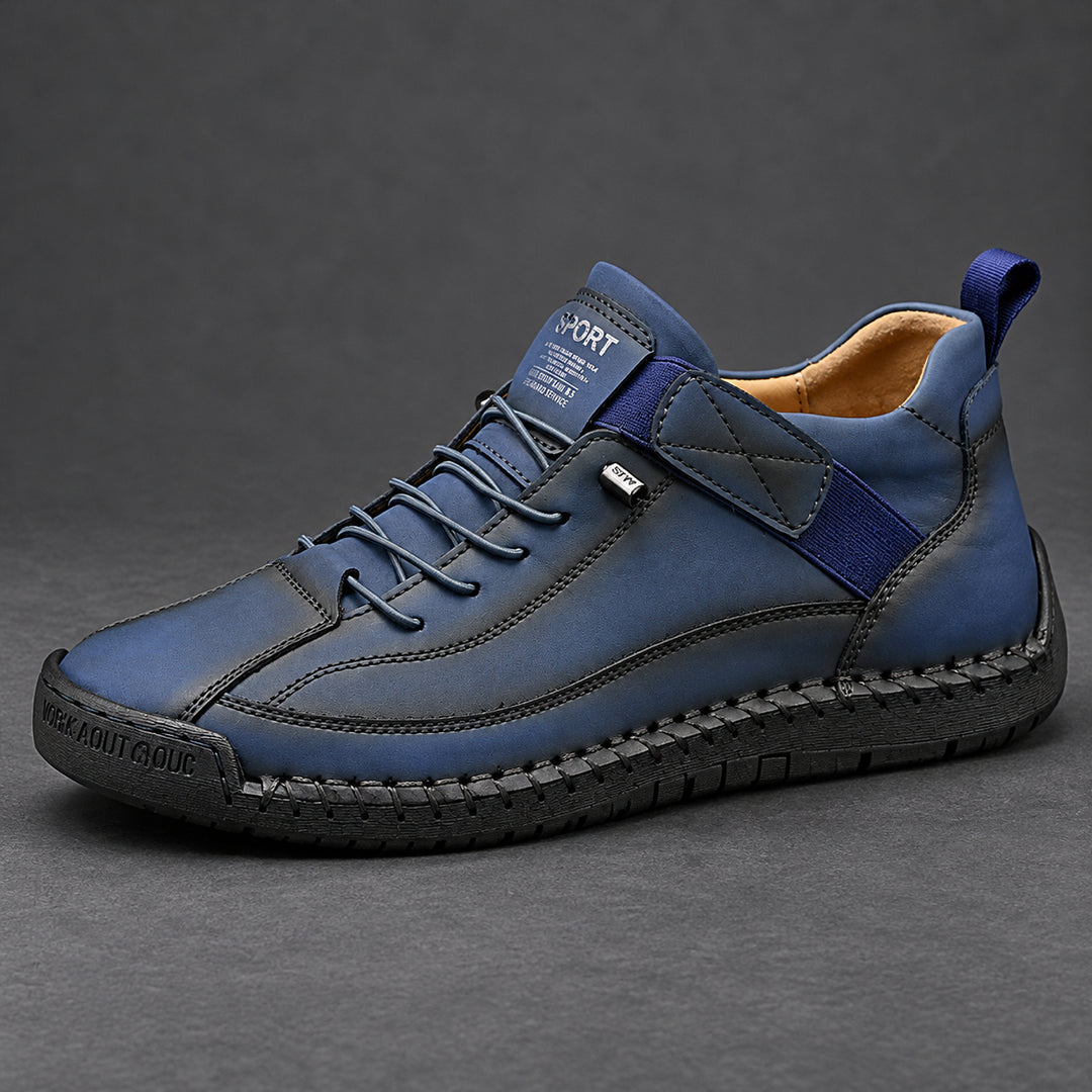 Wexford Hand-Stitched Leather Sneaker — Navy