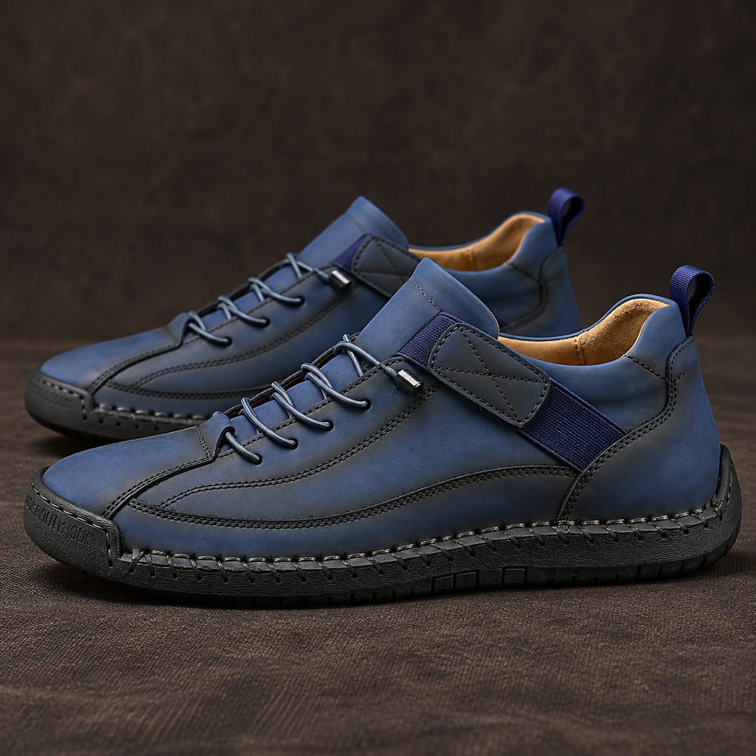 Wexford Hand-Stitched Leather Sneaker — Navy