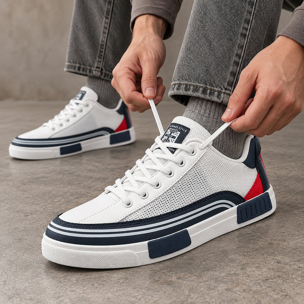 Ashworth Striped Court Sneaker — Navy