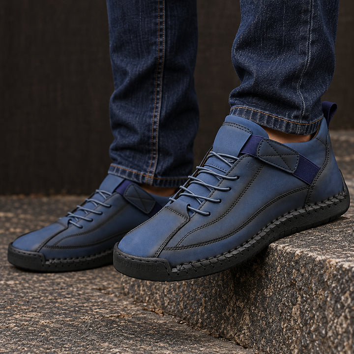 Wexford Hand-Stitched Leather Sneaker — Navy