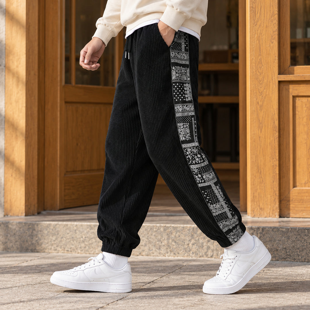 Bandera Paisley Corduroy Joggers — Navy