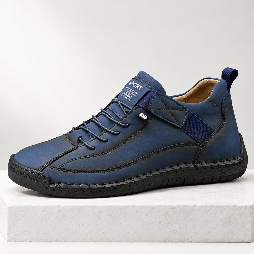 Wexford Hand-Stitched Leather Sneaker — Navy