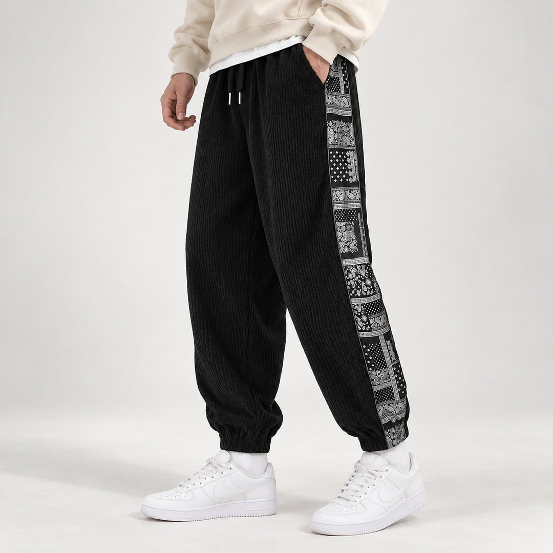 Bandera Paisley Corduroy Joggers — Navy