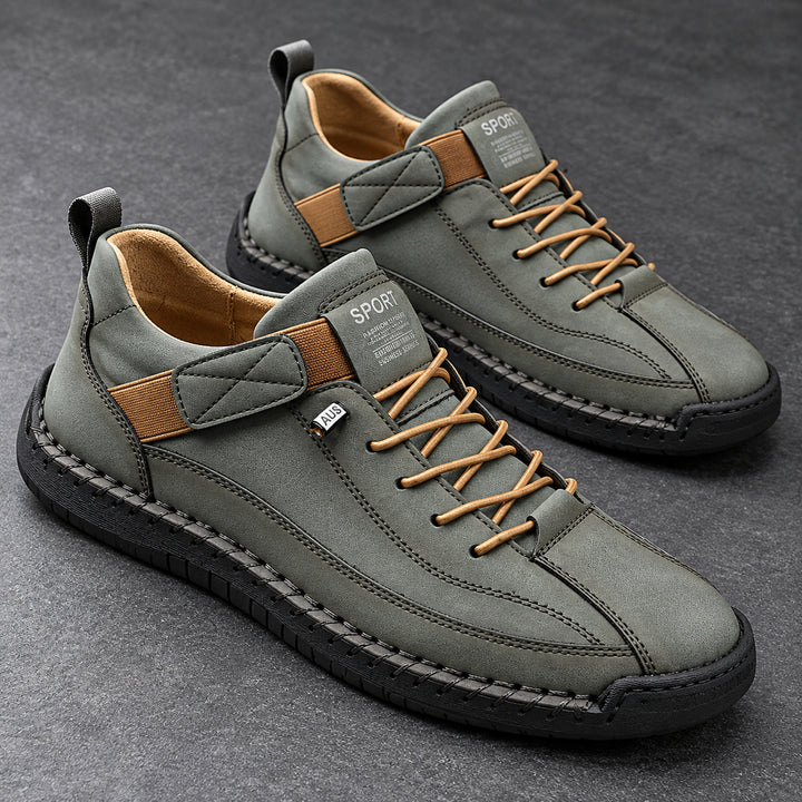 Wexford Hand-Stitched Leather Sneaker — Olive
