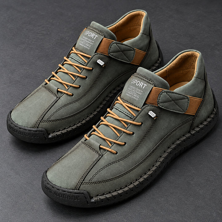 Wexford Hand-Stitched Leather Sneaker — Olive