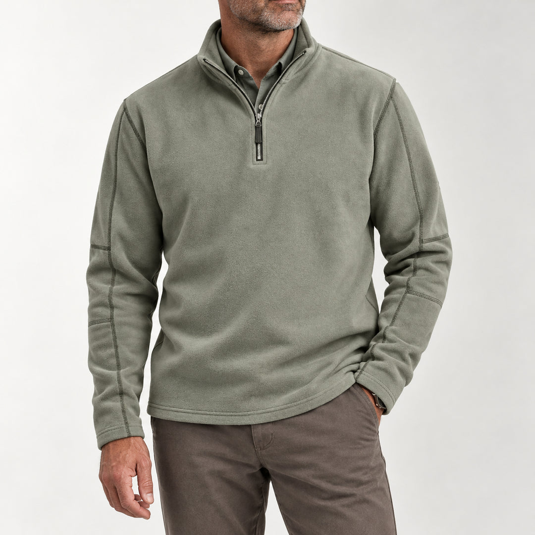 Velour Fleece Quarter-Zip — Olive