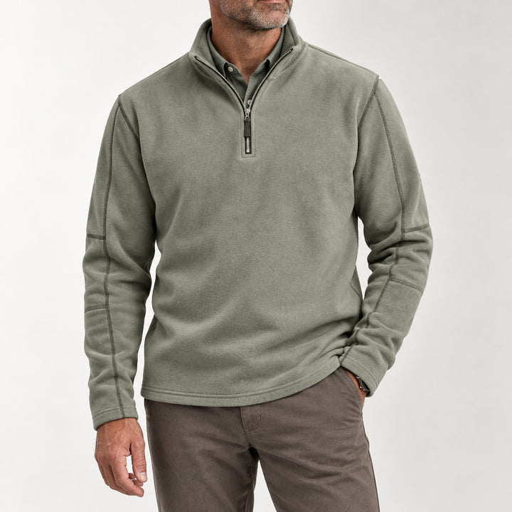 Velour Fleece Quarter-Zip — Olive